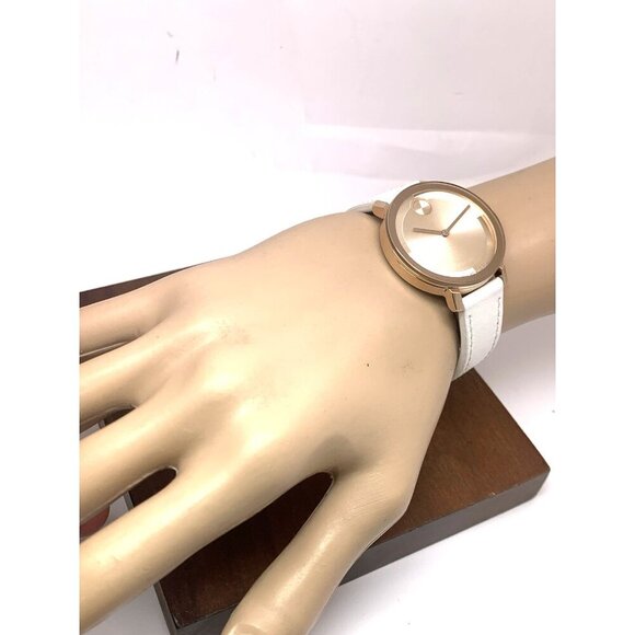 Movado Women\'s Watch 3601101 Bold Swiss Quartz Rose Gold White Leather Band 34mm main image 14